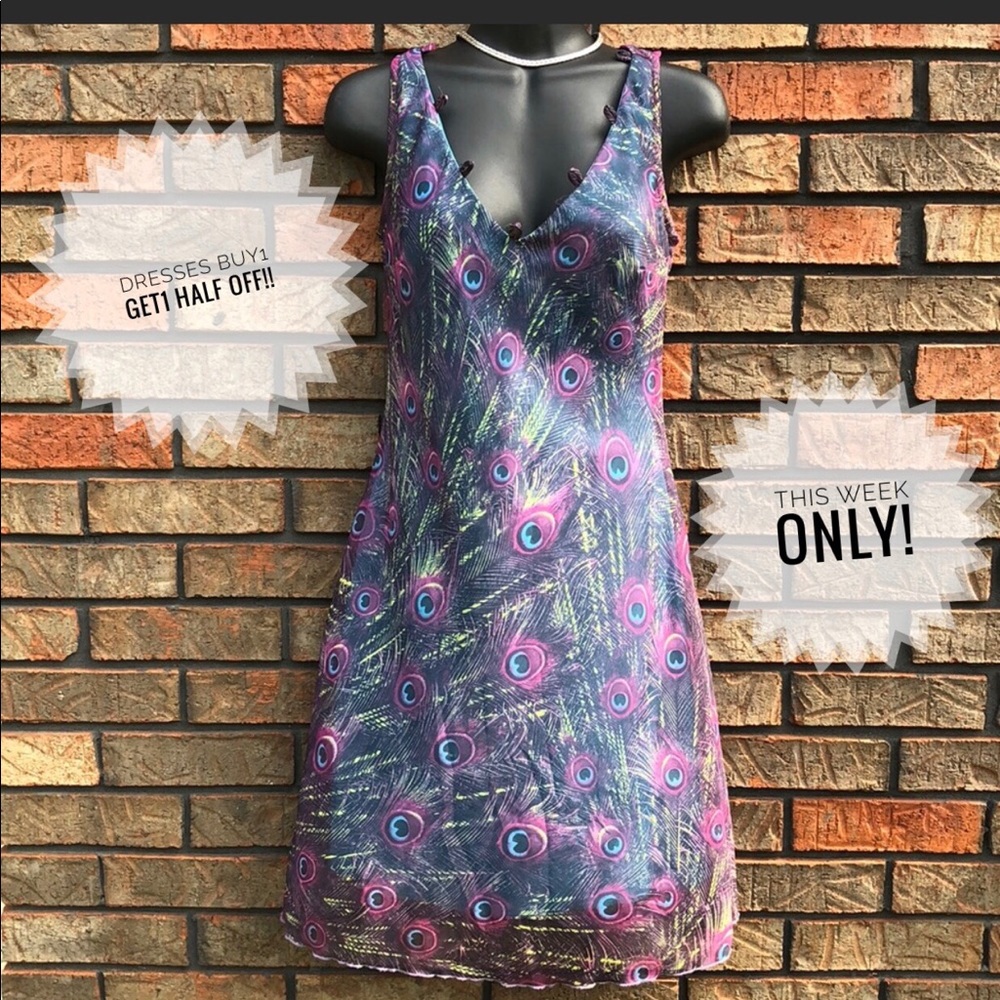PEACOCK DRESS A-LINE SIZE 5 “ JUST CHOON” lined